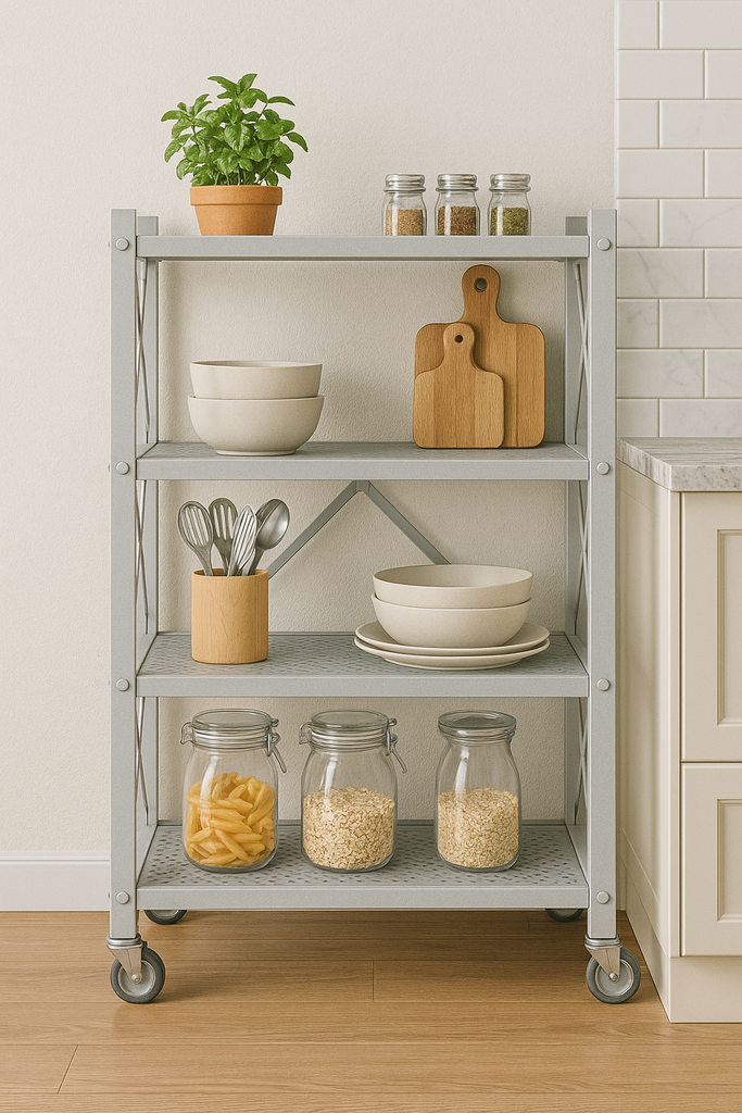 Estanteria Plegable Metalica Con Ruedas 4 Niveles