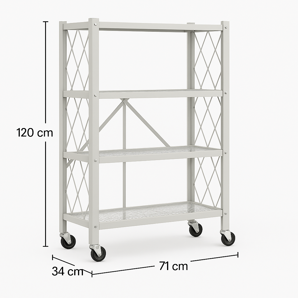 Estanteria Plegable Metalica Con Ruedas 4 Niveles