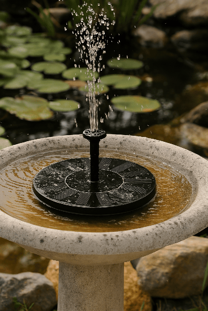 Fuente Solar Flotante Jardín Y Exteriores Los Gurises