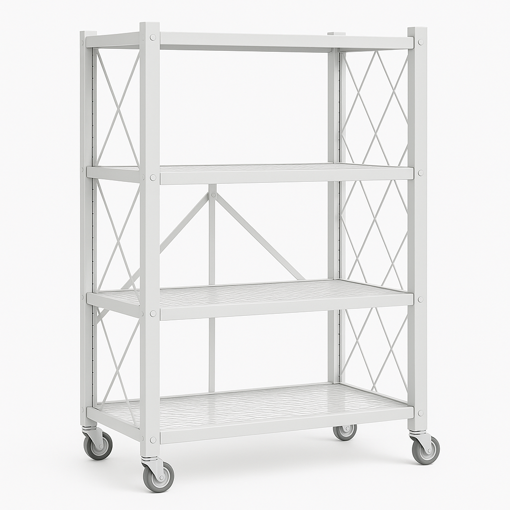 Estanteria Plegable Metalica Con Ruedas 4 Niveles