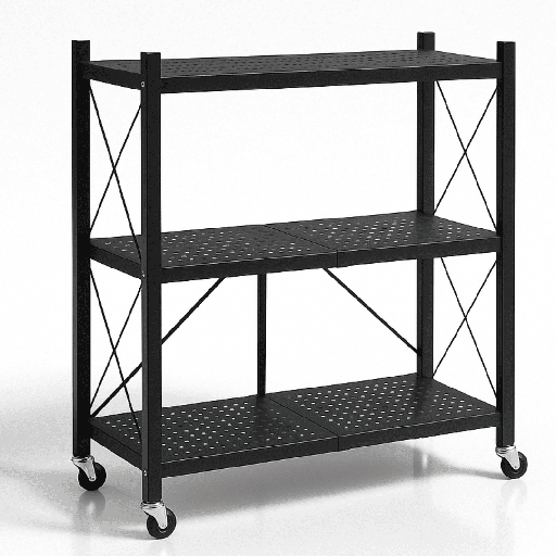 Estanteria Plegable Metalica Con Ruedas 3 Niveles